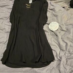 New Naif Womans Long Shirt (Or Dress) With Sheer Cover And Chain Accent.